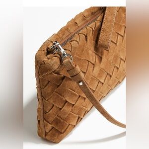 Lorena Saravia Brown Woven Suede Clutch/ shoulder or cross body bag